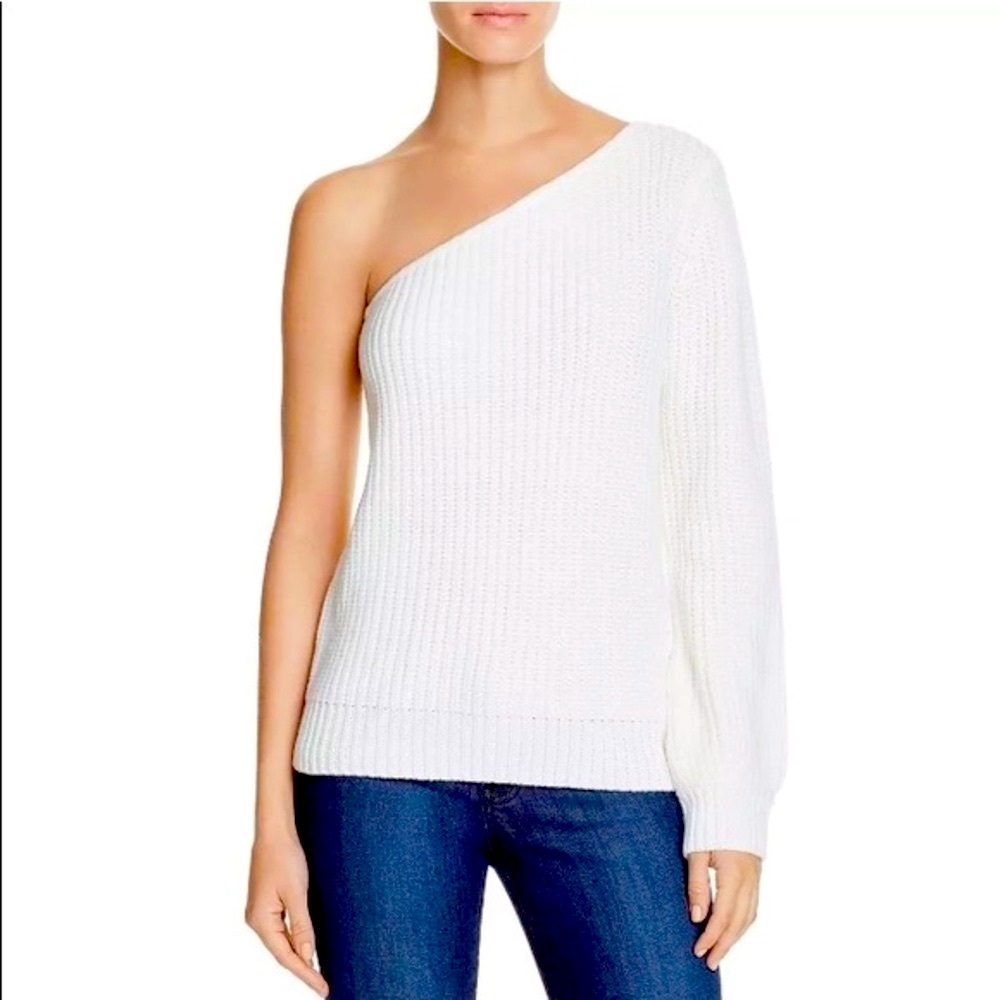 Asymmetrical white one sleeve sweater